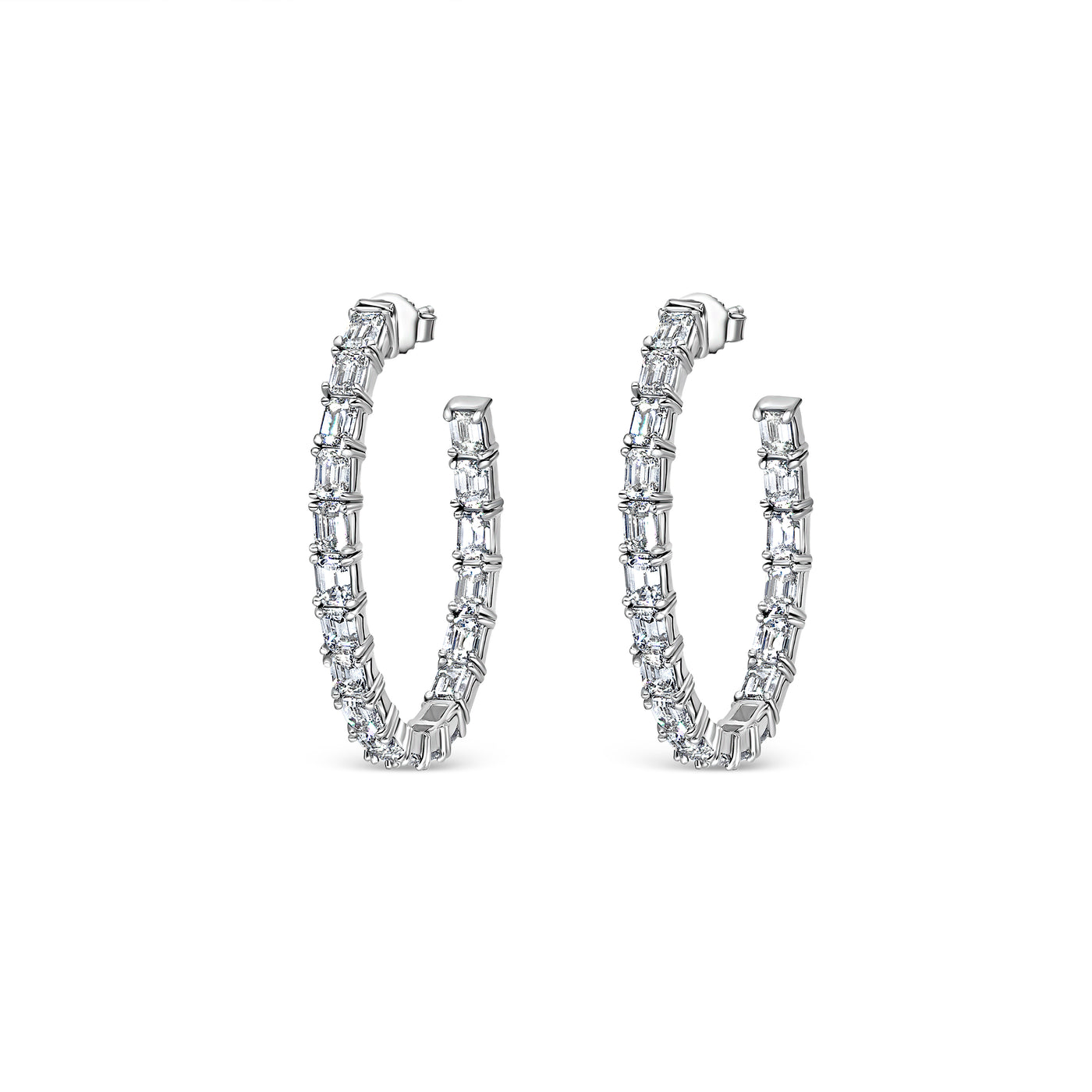 Emerald Cut Diamond Hoop Earrings | 5.75tw