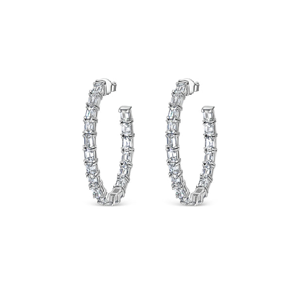 Emerald Cut Diamond Hoop Earrings | 5.75tw