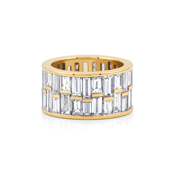 Wide Two Row Baguette Diamond Band | 10.03tw