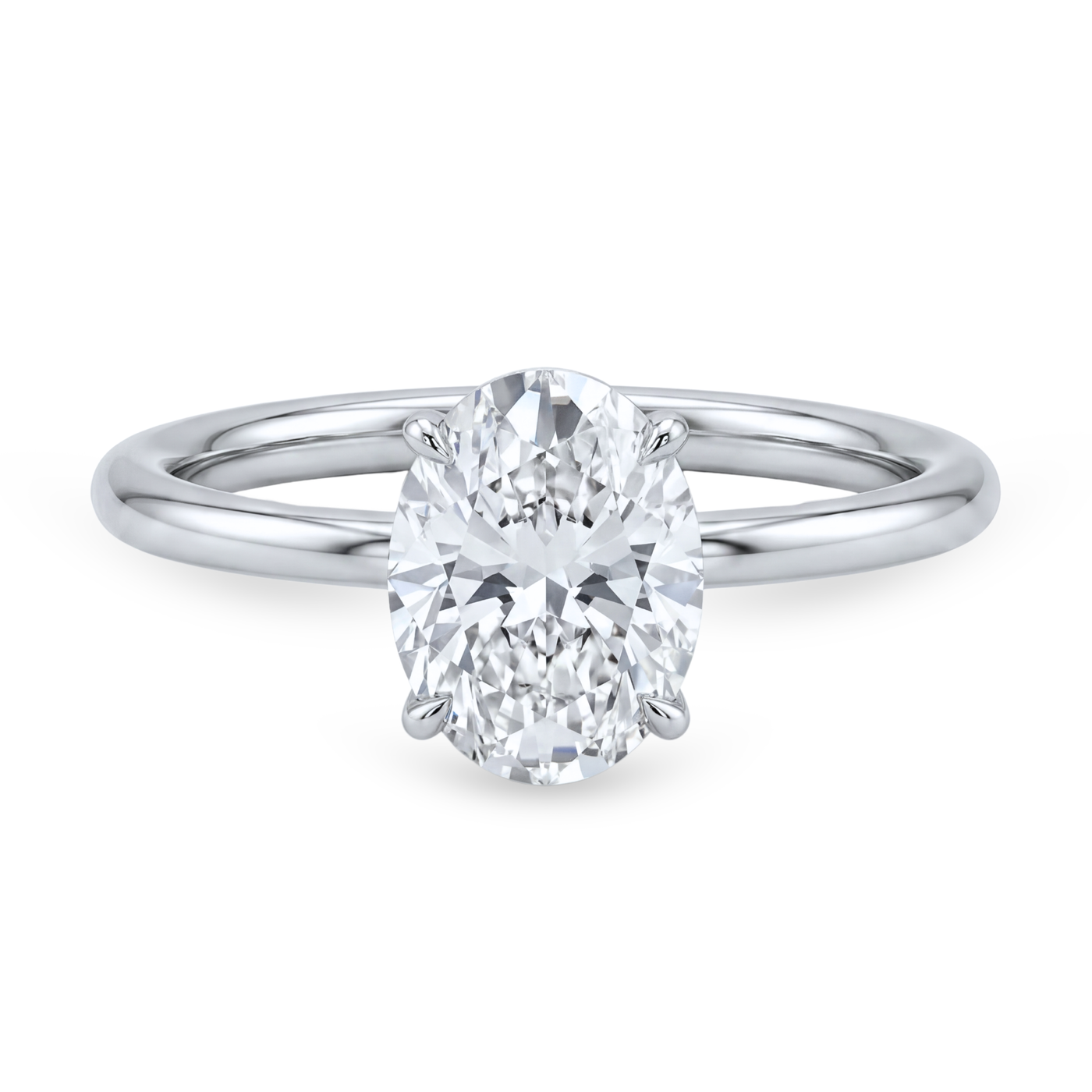 Oval Diamond Solitaire Ring with Hidden Halo | 1.75tw