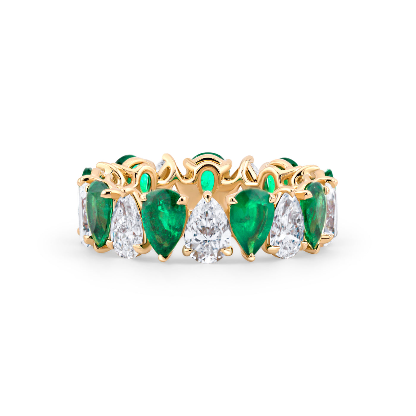 Pear Shape Emerald & Diamond Band | 6.04tw