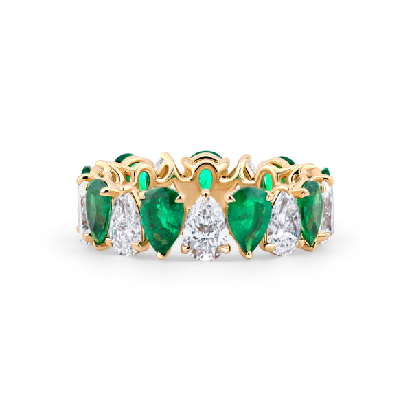 Pear Shape Emerald & Diamond Band | 6.04tw