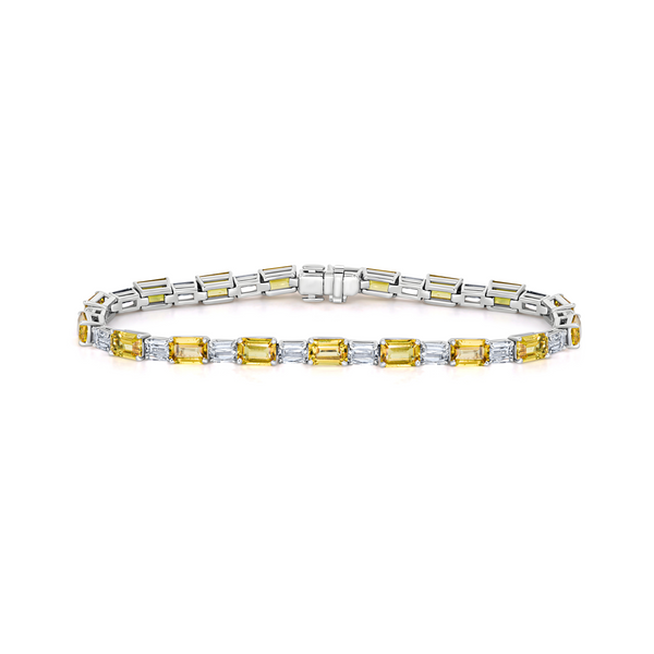 Yellow Sapphire & Diamond Tennis Bracelet | 28.56tw