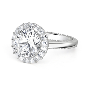 Round Cut Diamond with Blaze Cut Halo Ring | 4.19tw