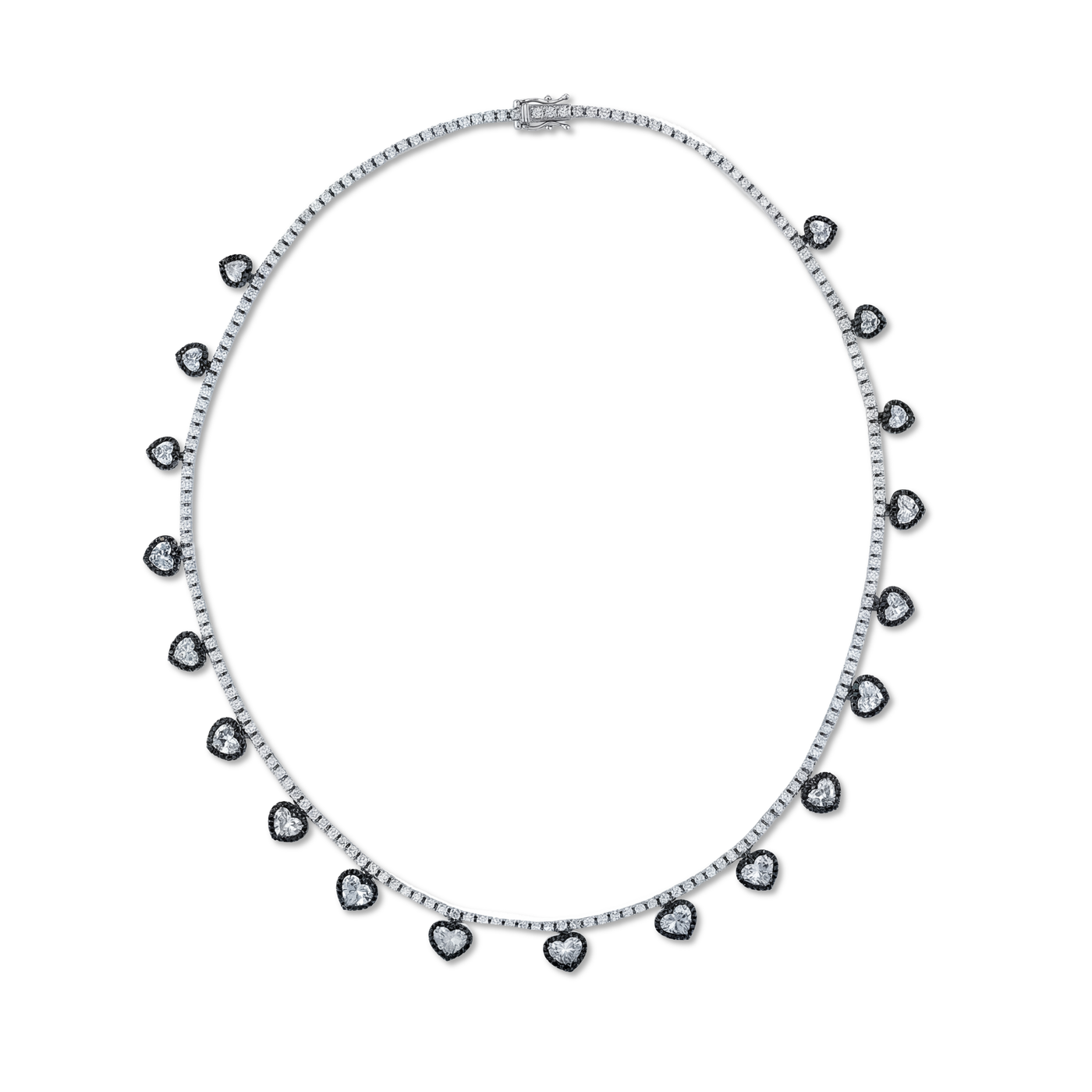 Diamond Necklace with Heart Shape Drops | 14.64tw