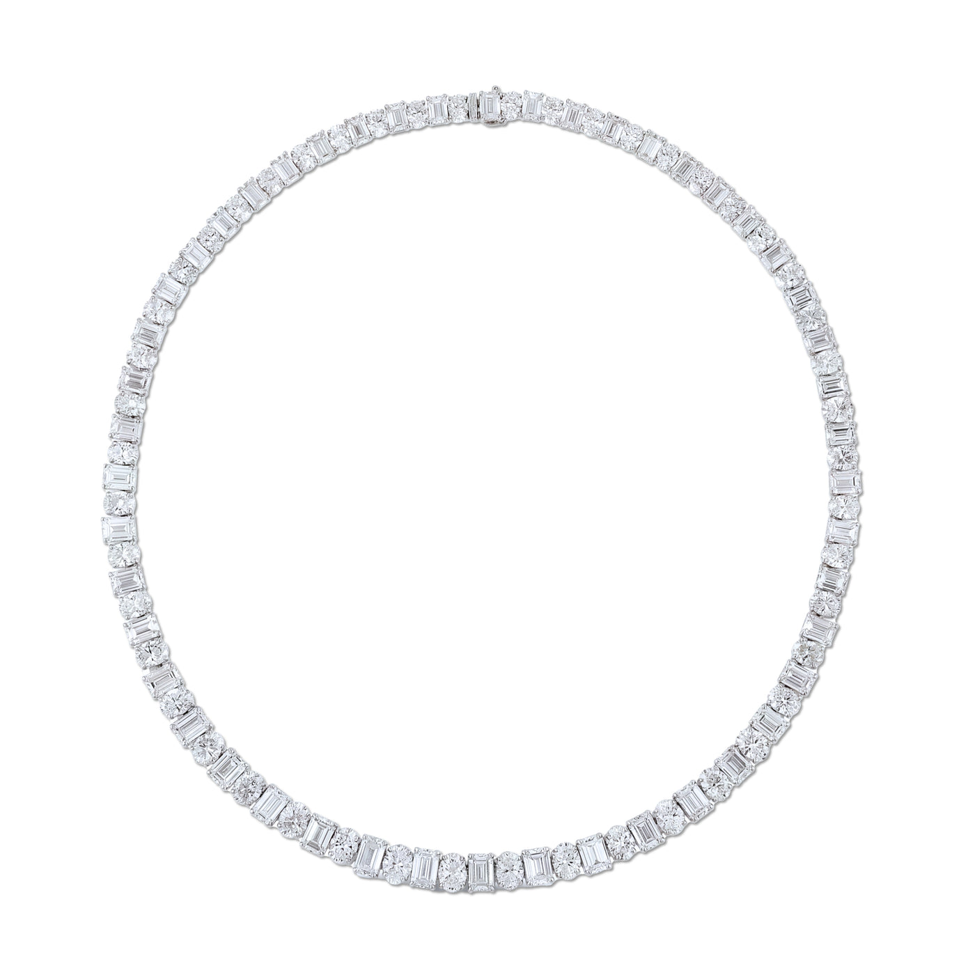 Oval & Emerald Cut Diamond Tennis Necklace | 54.42tw