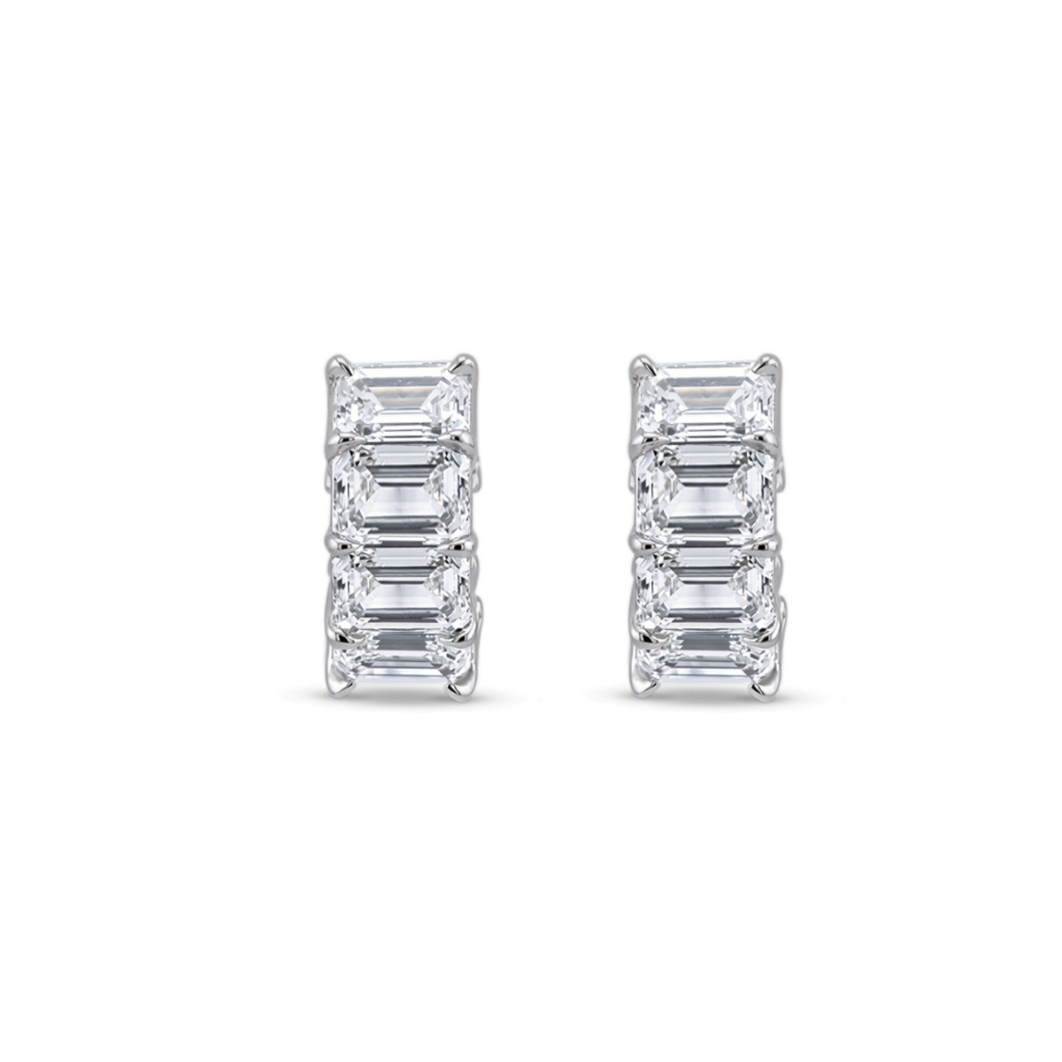 Emerald Cut Diamond Huggie Earrings | 6.10tw