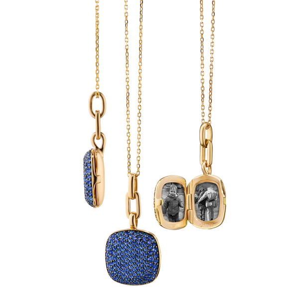 Cushion Blue Sapphire Locket
