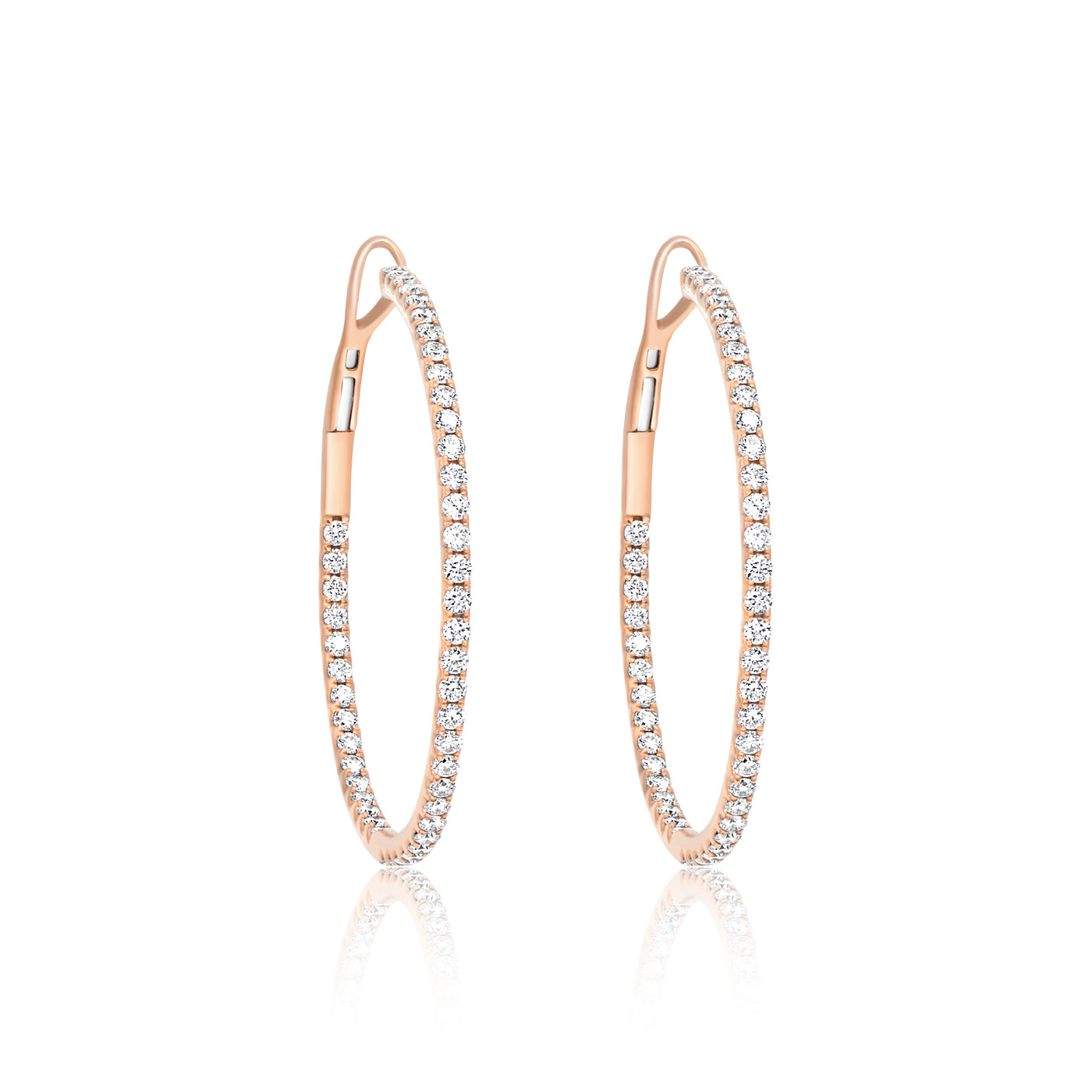 Large Inside Outside Diamond Hoop Earrings