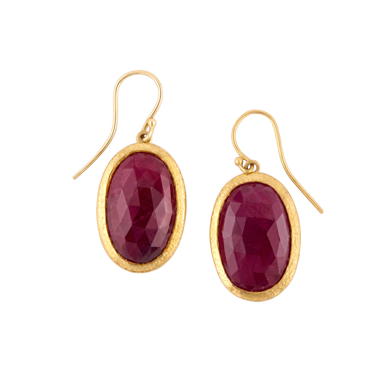 Oval Ruby Drop Earrings | 22.25tw