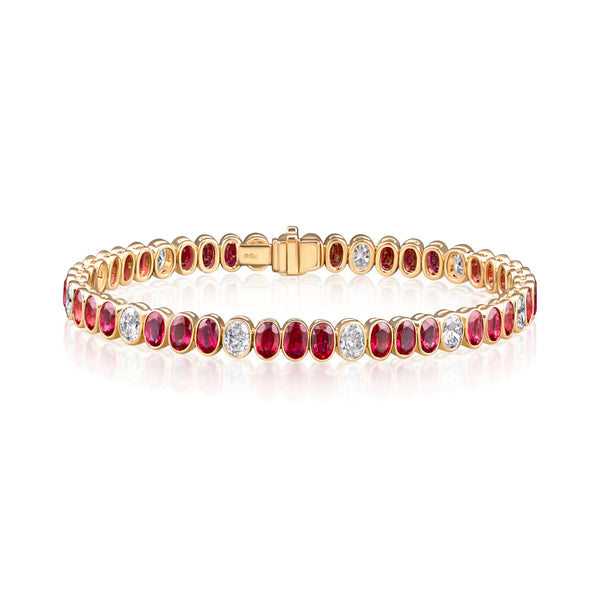 Oval Ruby & Diamond Bracelet | 13.89tw