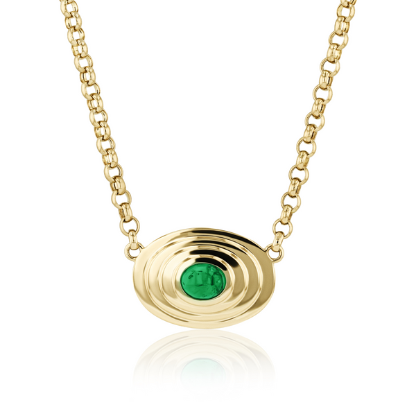 East West Emerald Cabochon Necklace