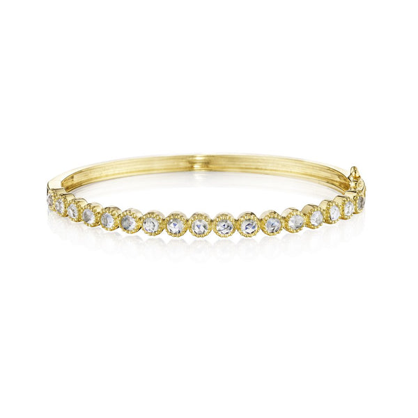 Milgrain Set Rose Cut Diamond Bangle | 2.04tw
