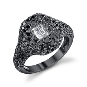 Black Rhodium Black Diamond Pinky Ring