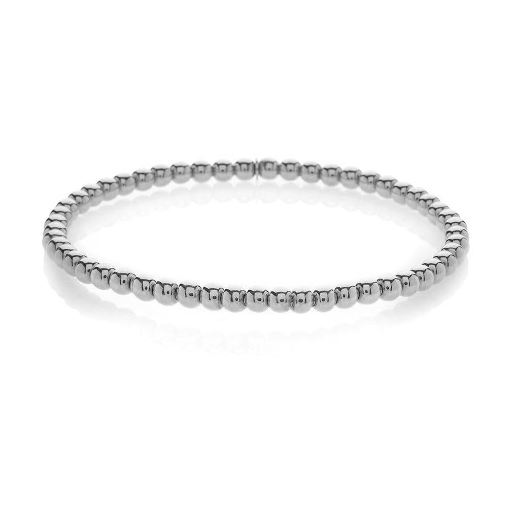 Small White Gold Bead Stretch Bracelet