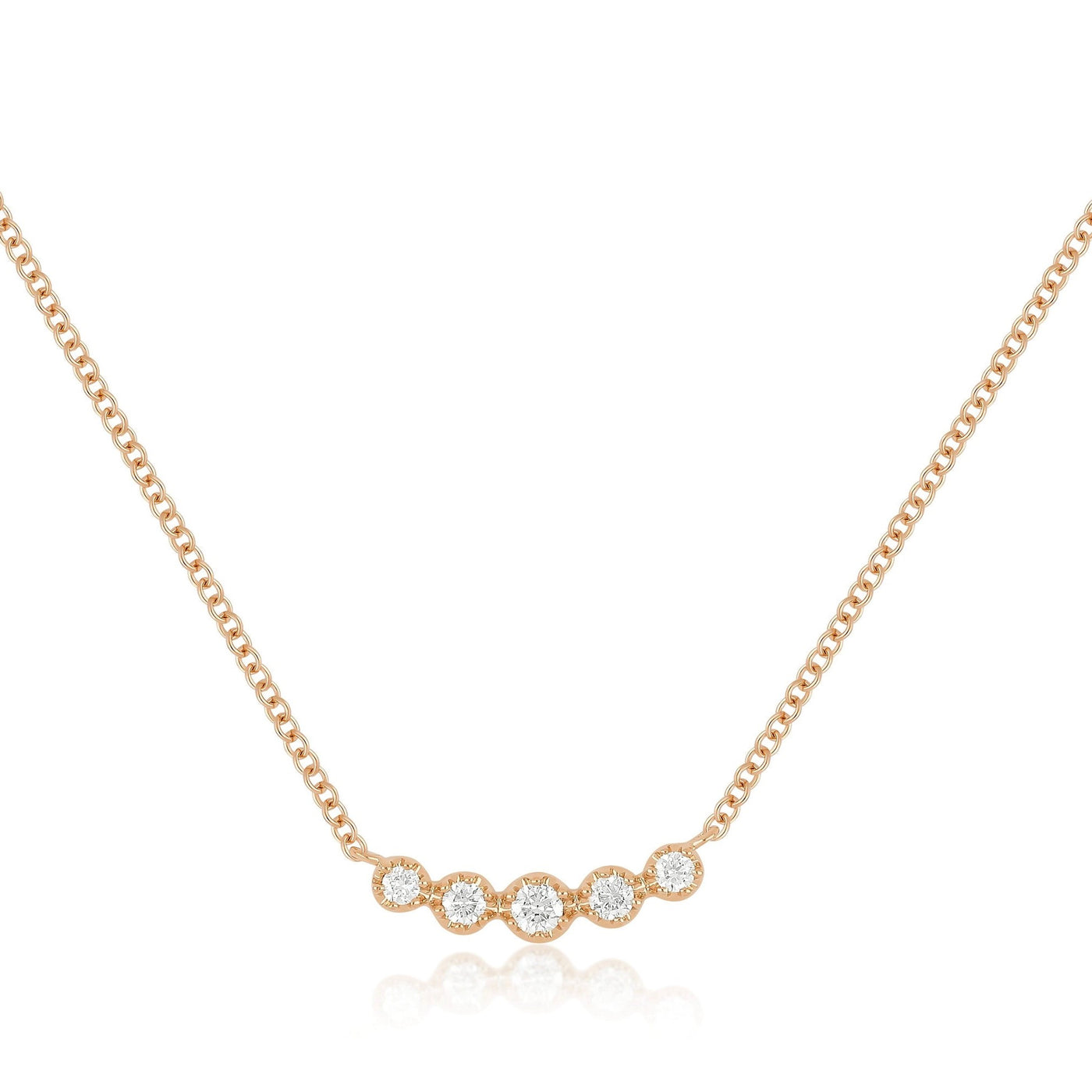 Round Diamond Curved Bar Necklace | 0.13tw
