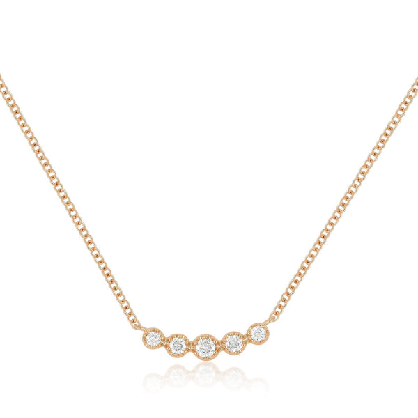 Round Diamond Curved Bar Necklace | 0.13tw