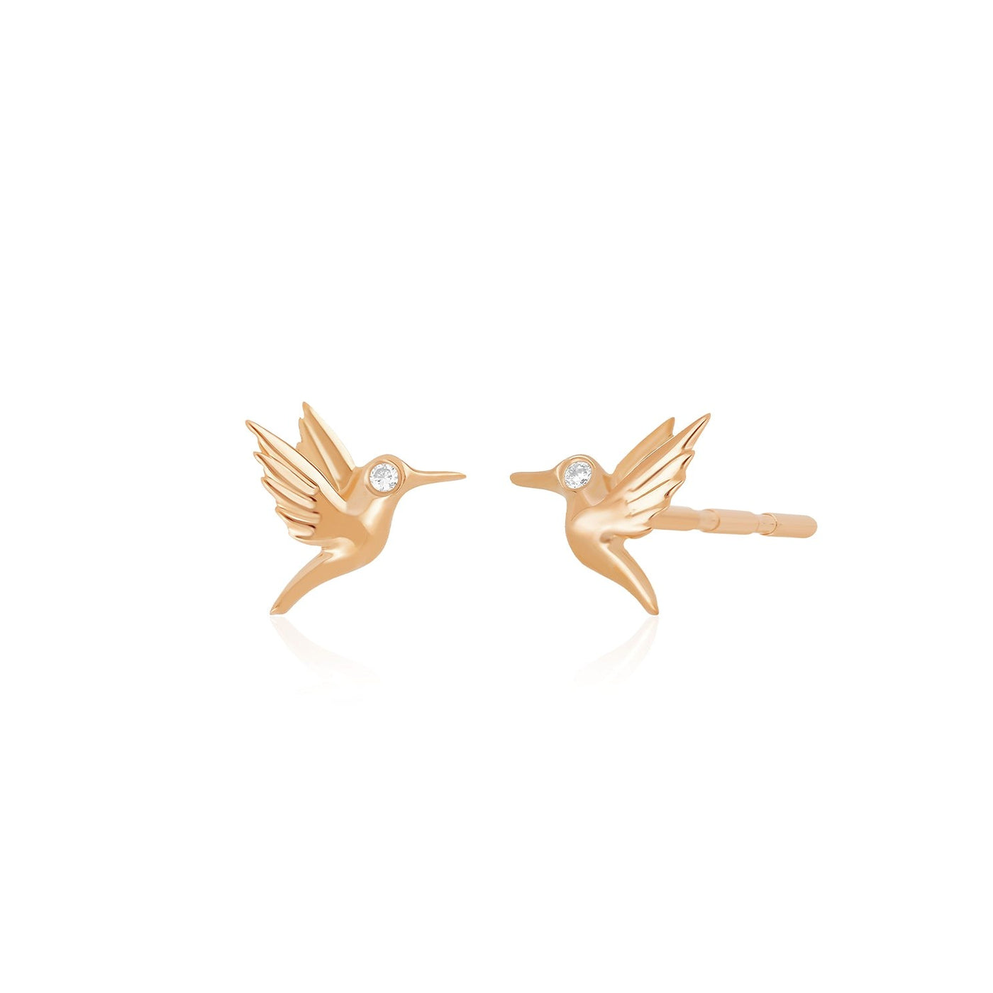 Mini Hummingbird Diamond Eye Stud Earrings
