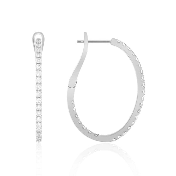 Oval Inside Outside Diamond Hoop Earrings