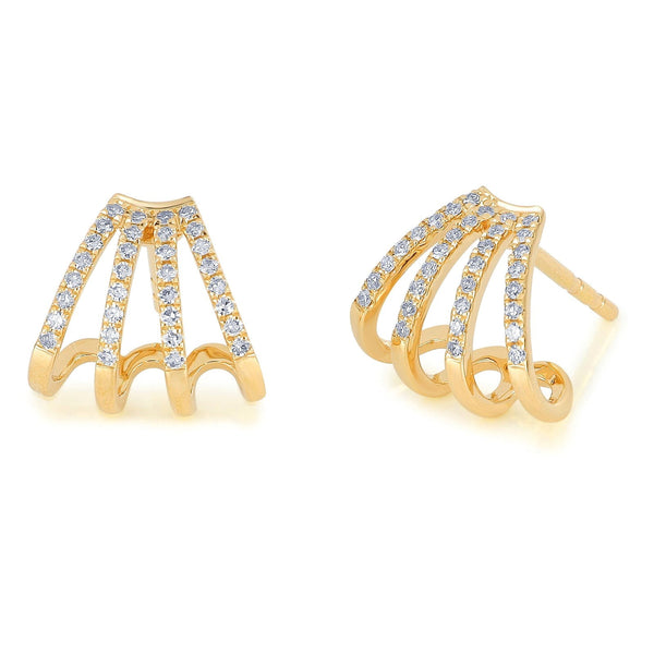 4 Row Diamond Huggie Earrings