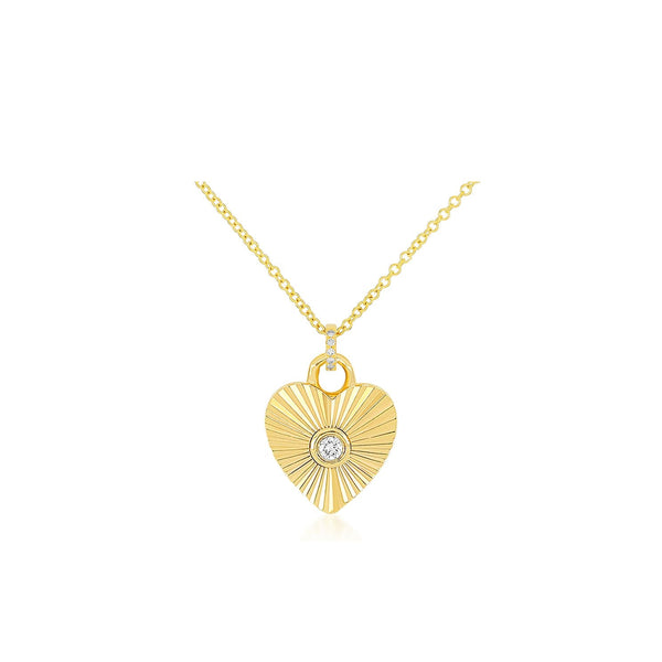 Diamond Fluted Heart Pendant