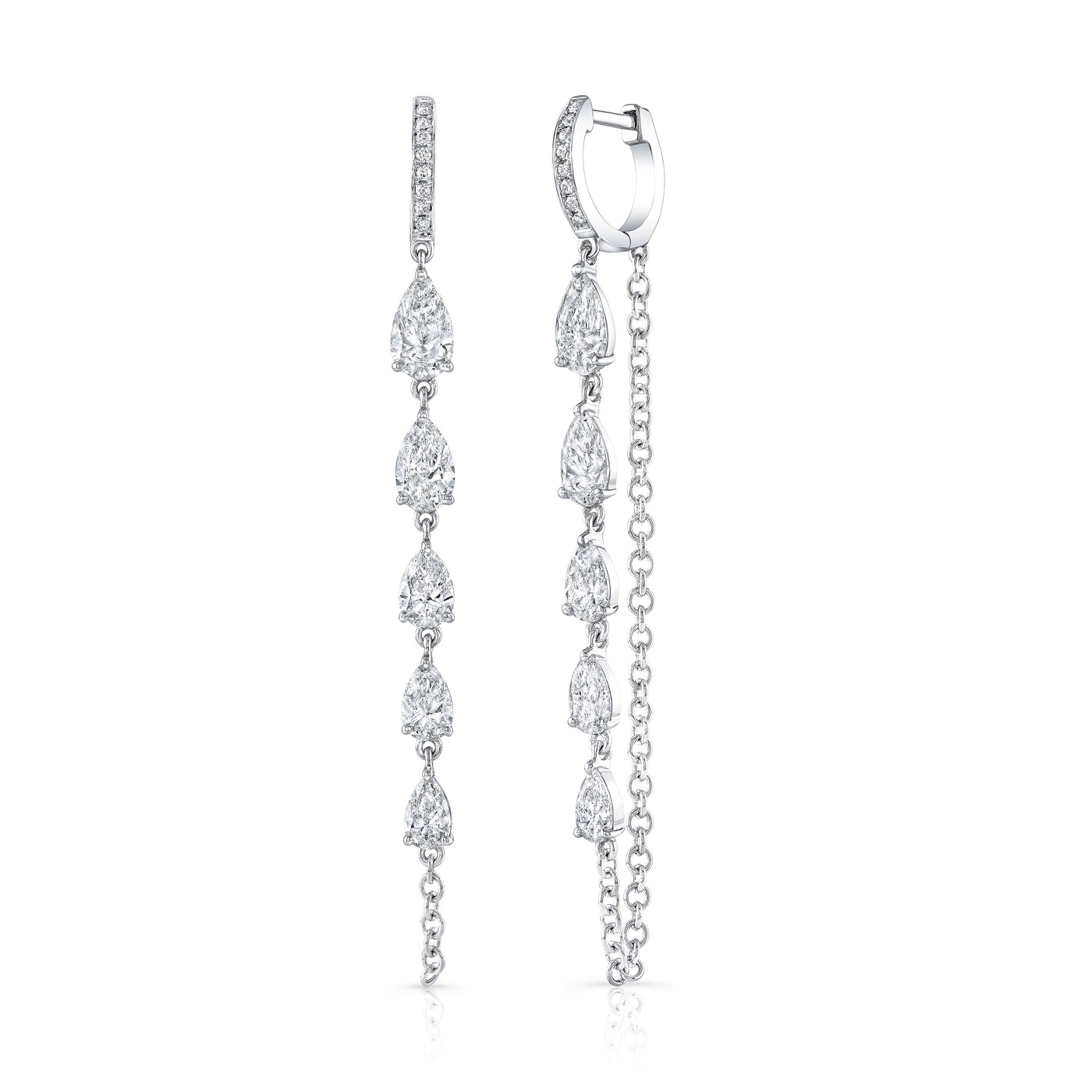 Pear Shape Diamond Chain Huggie Earrings