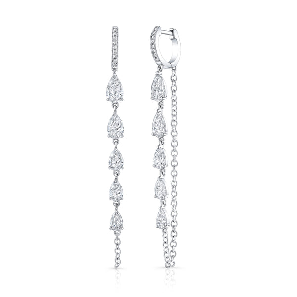 Pear Shape Diamond Chain Huggie Earrings