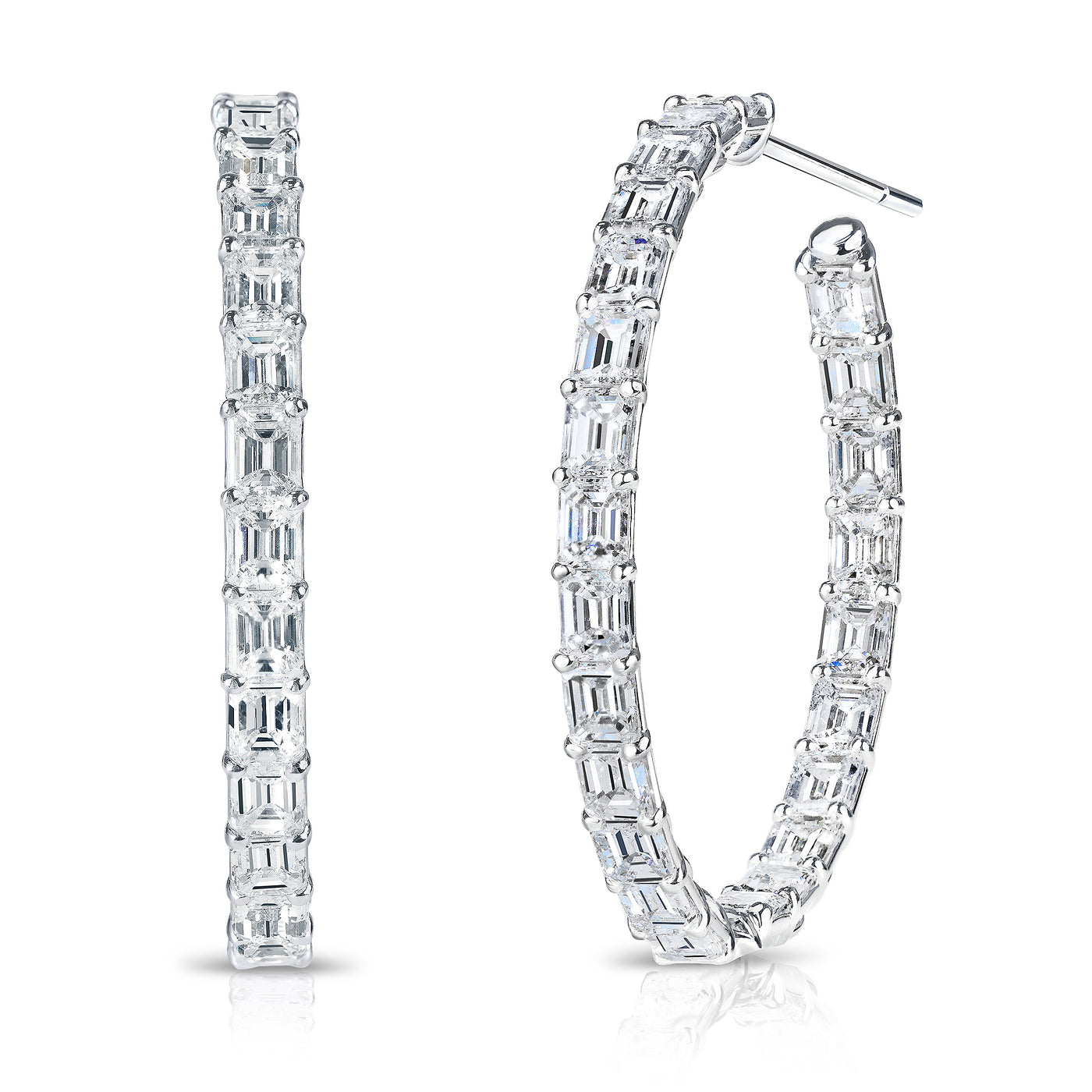 Emerald Cut Diamond Hoop Earrings