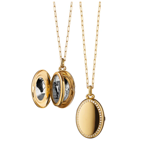 Large Oval Locket Diamond Frame Pendant
