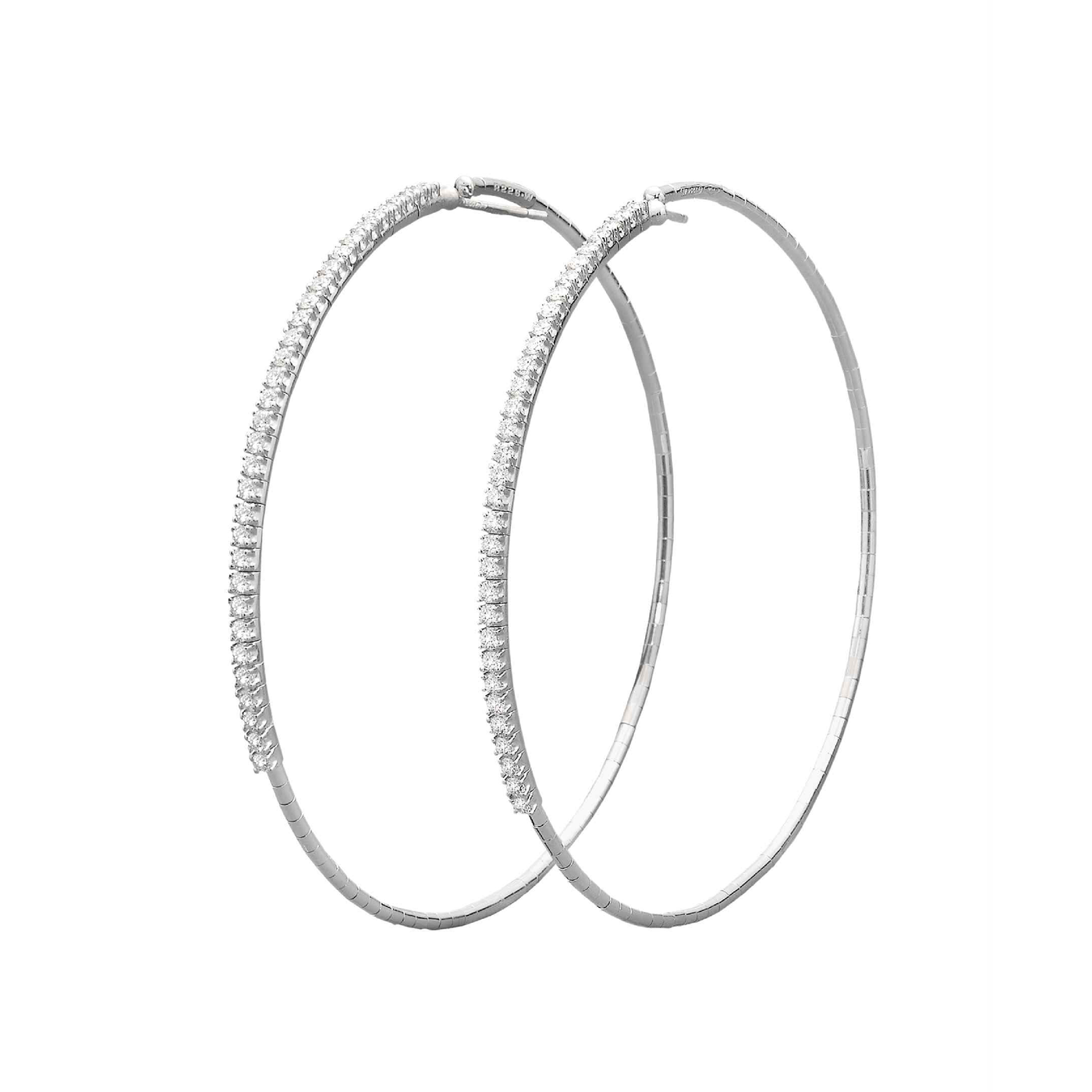 White Gold & Titanium XL Flexible Diamond Hoop Earrings | 1.52tw