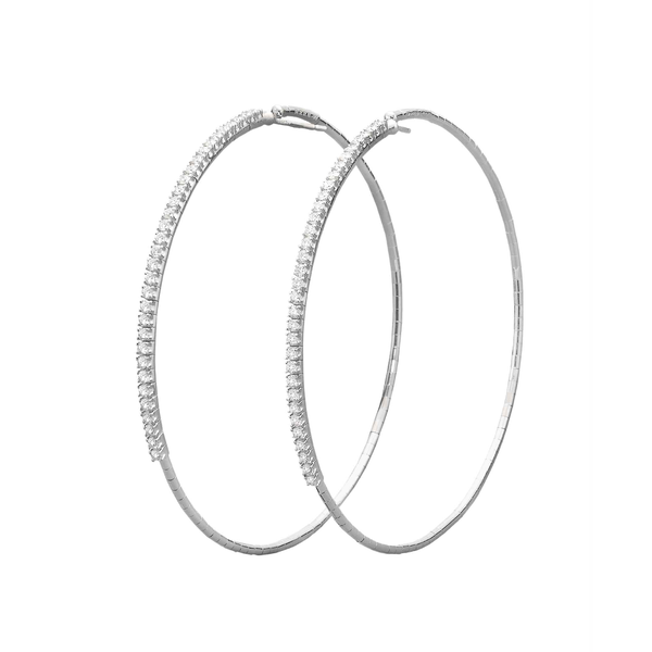 White Gold & Titanium XL Flexible Diamond Hoop Earrings | 1.52tw