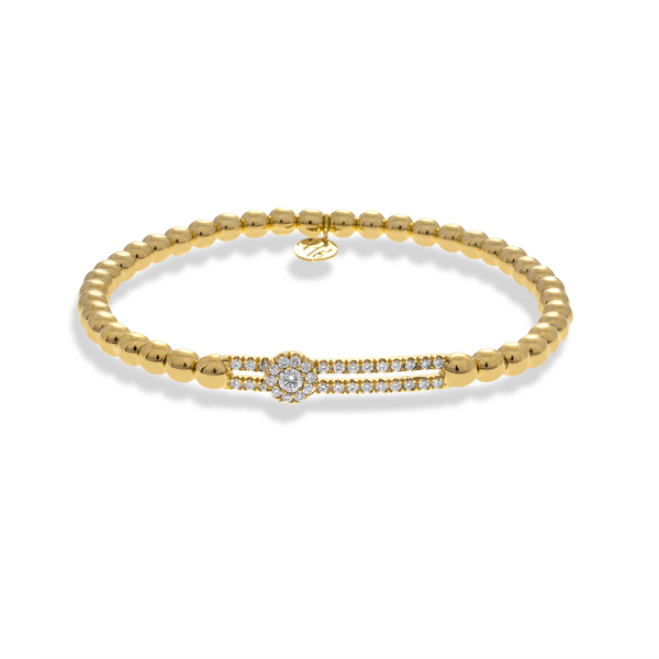 Diamond Flower on Diamond Bar Stretch Bracelet | .37tw
