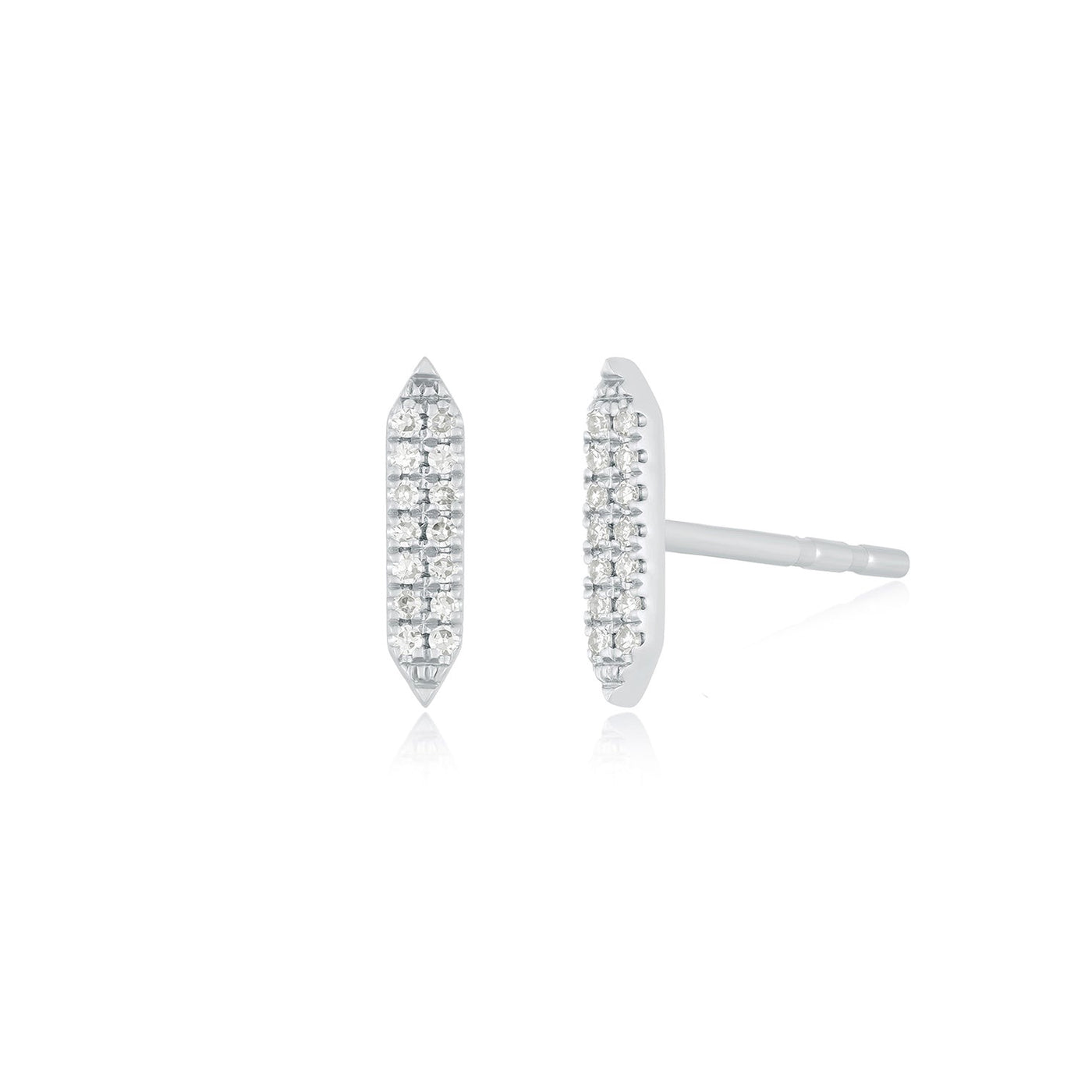 Diamond Pointed Bar Stud Earrings | 0.06tw