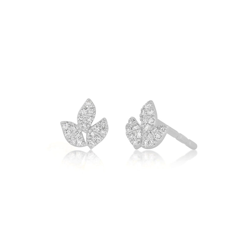 Diamond Leaf Stud Earrings | 0.08tw