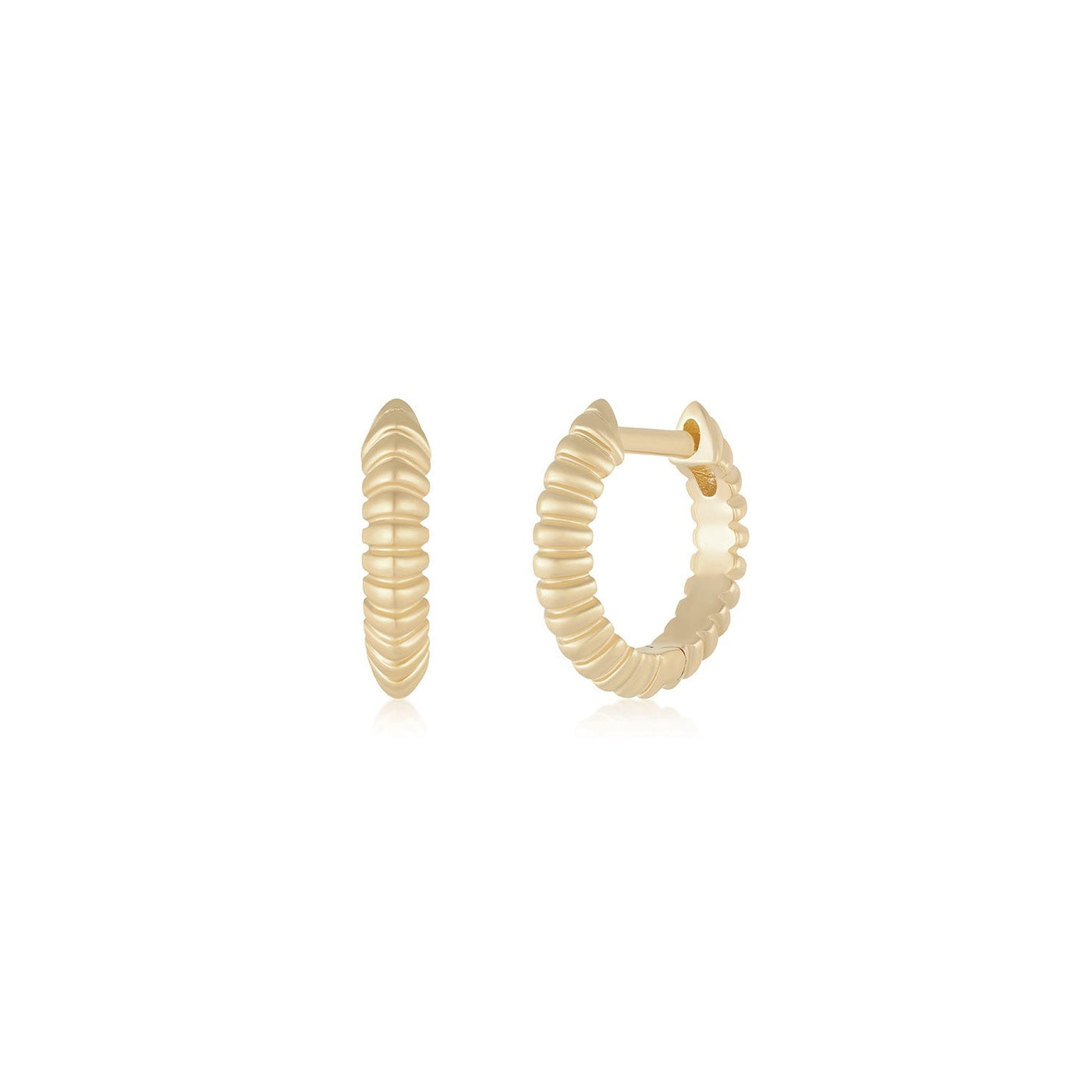 Fluted Knife Edge XS Huggie Earrings