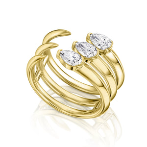 Three Row Pear Shape Diamond Cuff Ring | .90tw