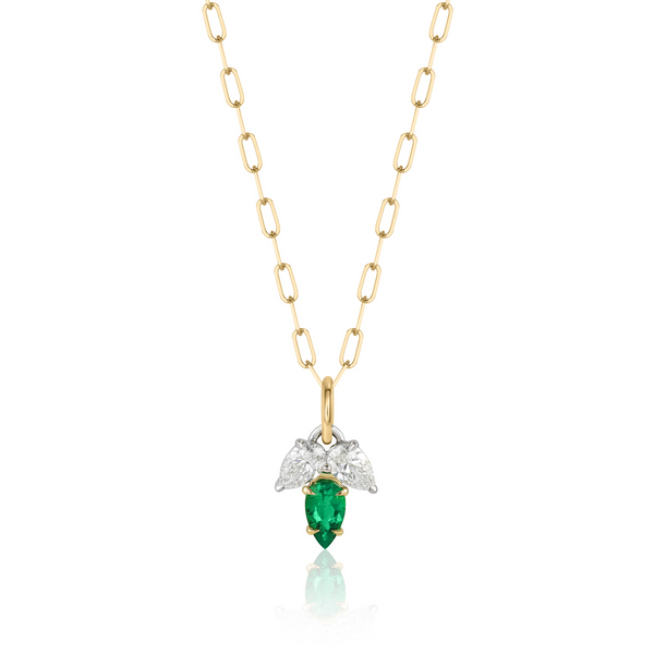 Emerald & Diamond Leaf Pendant