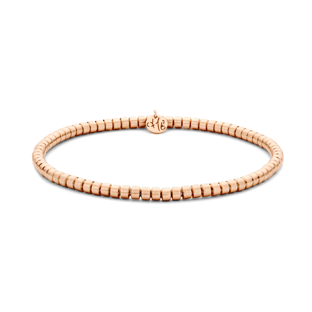 18K Rose Gold Stretch Flat Bead Bracelet