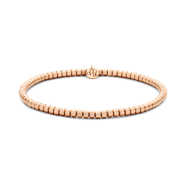 18K Rose Gold Stretch Flat Bead Bracelet