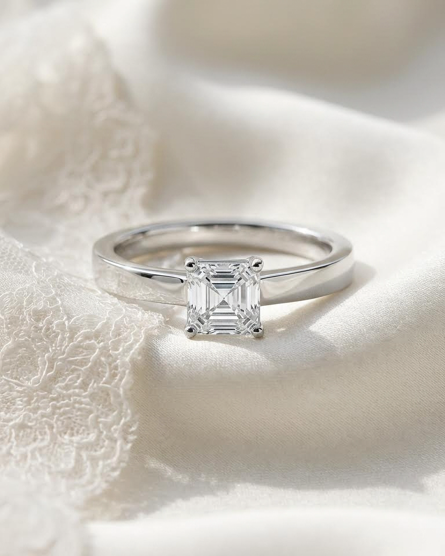 Square Emerald Cut Diamond Solitaire Ring