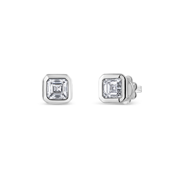 Square Emerald Cut Diamond Stud Earrings | 1.60tw