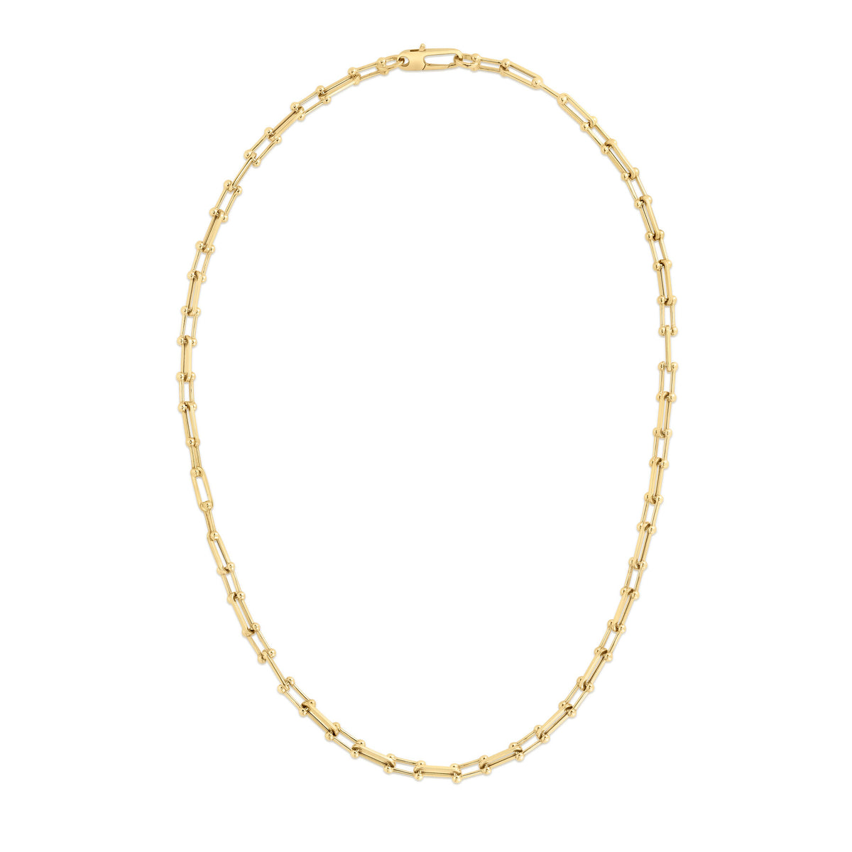 Alternating Beaded End & Paperclip Link Necklace