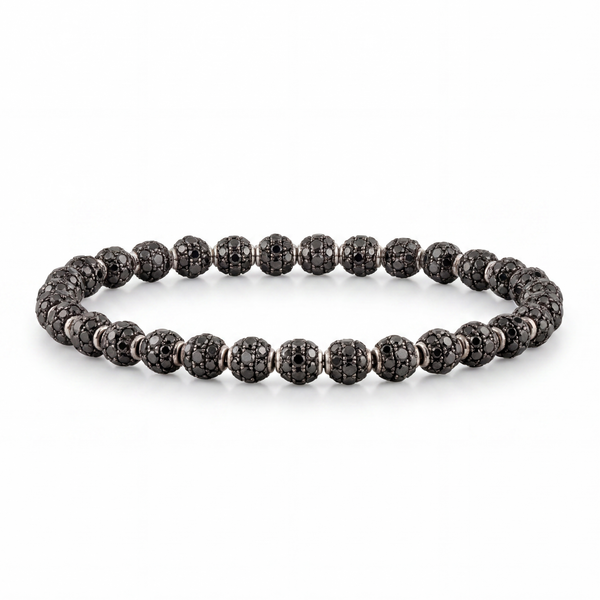 Black Diamond Bead Flex Bracelet with White Gold Rondelles | 22.48tw