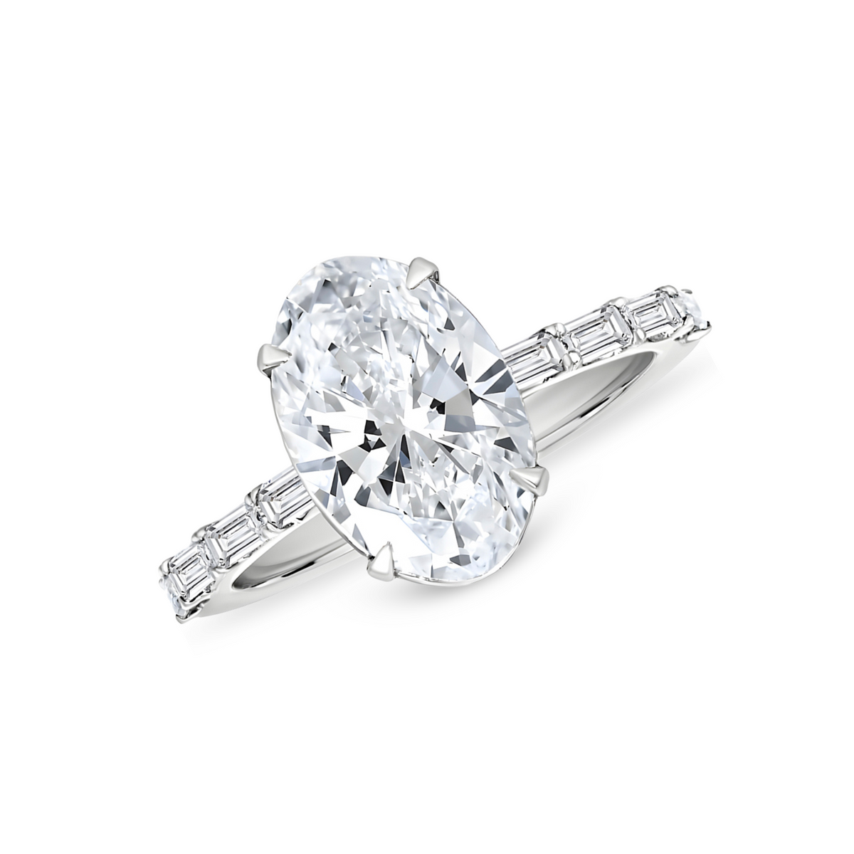 Oval Diamond Ring with Alara Cut Band | 3.94tw