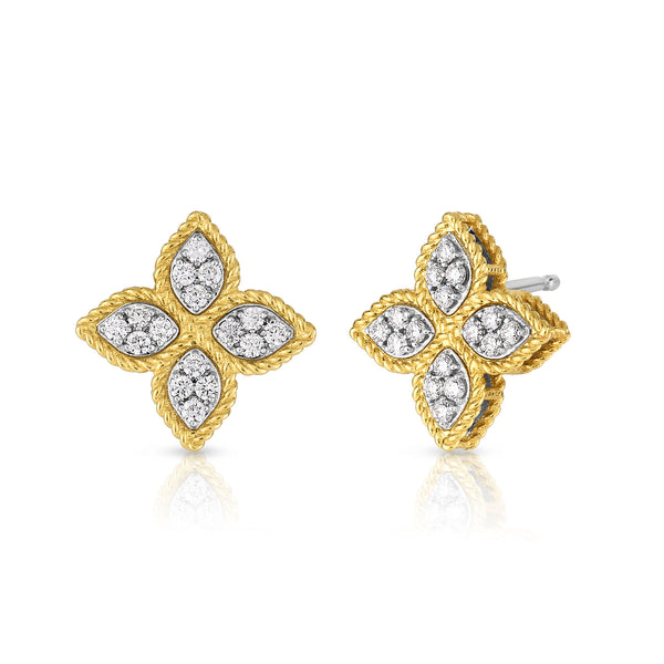 Princess Flower Medium Diamond Stud Earrings