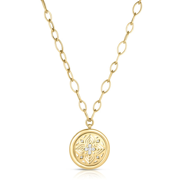 Arabesque Diamond Flower Medallion Necklace