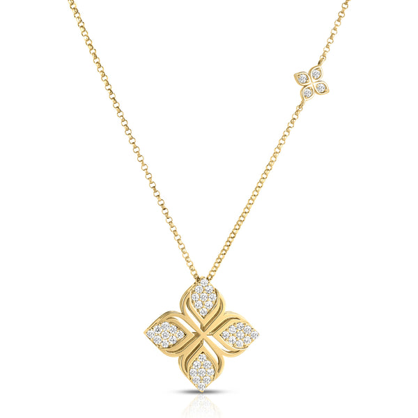 Arabesque Pavé Diamond Flower Necklace
