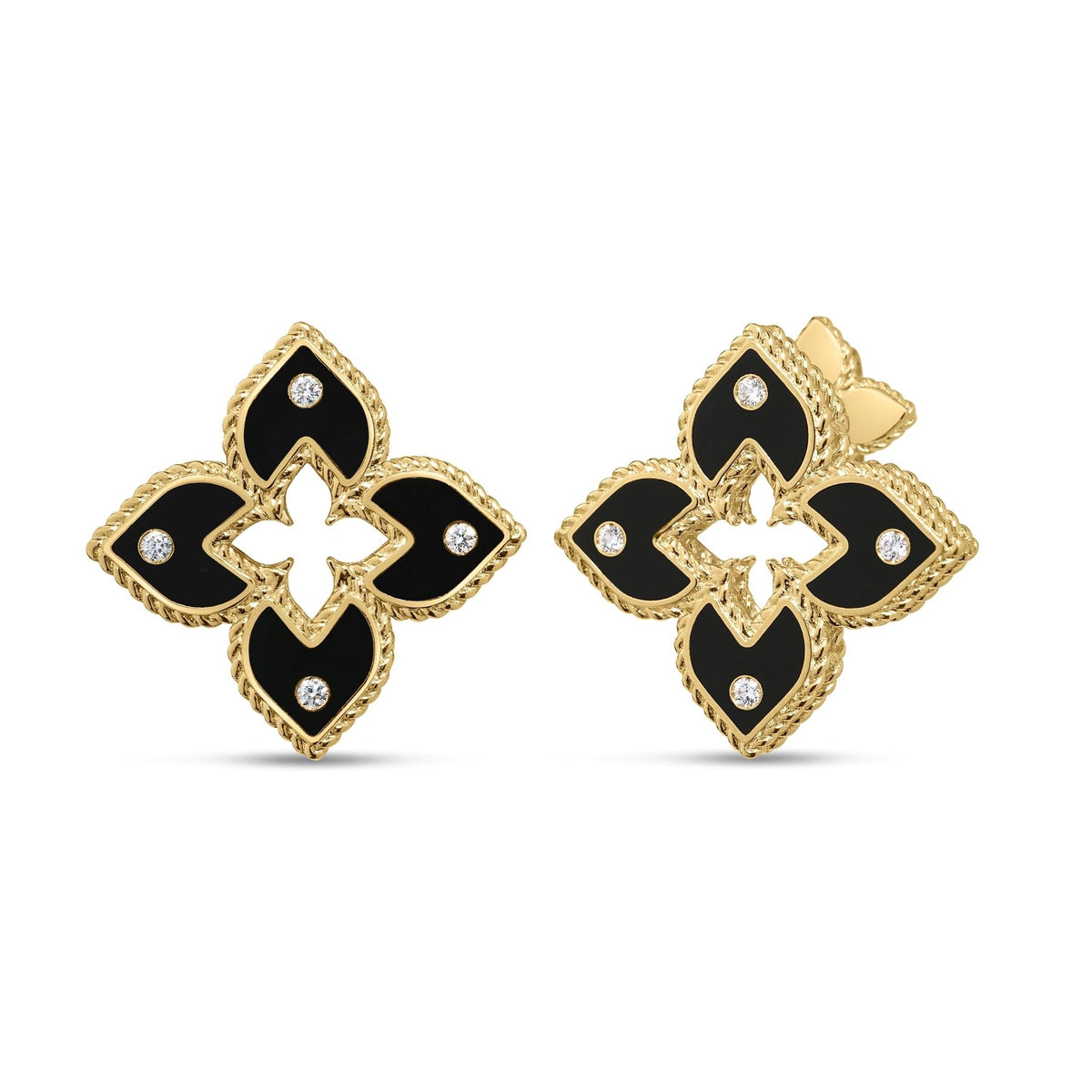 Venetian Princess Black Enamel & Diamond Earrings | .04tw