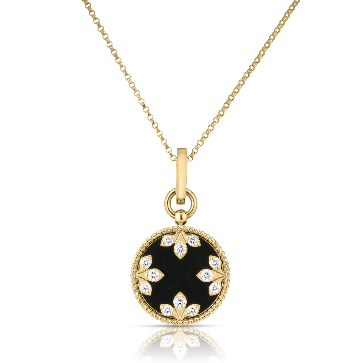 Venetian Princess Black Jade & Diamond Round Pendant | .29tw