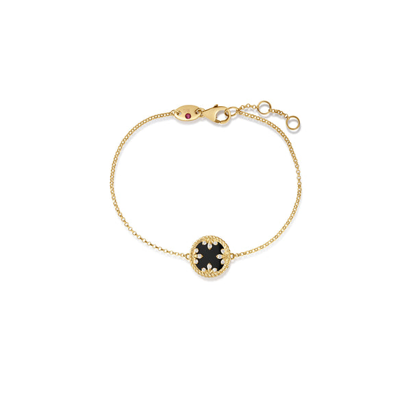 Round Black Jade and Mother of Pearl Doublet Bracelet | .05tw